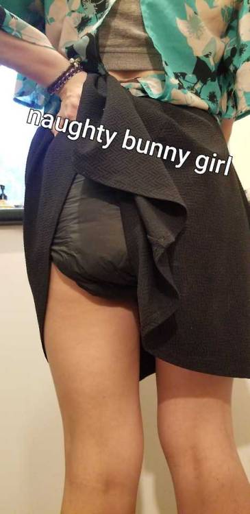 Black nappies under bunny girls skirt 