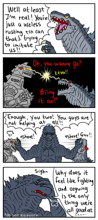 ruubesz-draws: There is one Imposter among Godzilla(s) Who could it be…..?? And look at them 