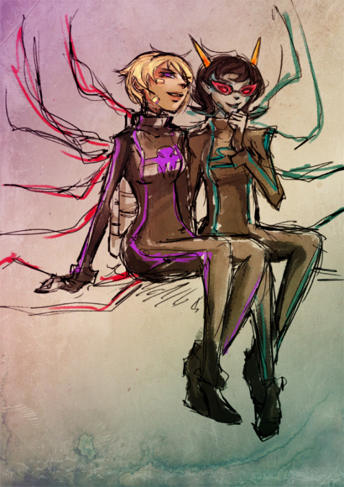 xtynn: Beside Rose, Terezi straightens the bandages around the new jacks in the back of her skull. S