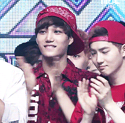 jonginnies:  happy Jongin in the end of Music Core         
