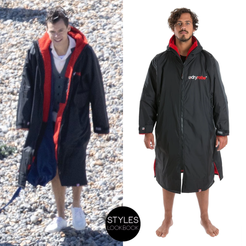 While filming My Policeman, Harry was pictured wearing a long-sleeved Dryrobe change robe in bl