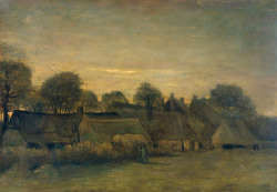 dayintonight:  Farming Village at Twilight, Vincent van Gogh, 1884. oil on canvas, h 57cm × w 82cm