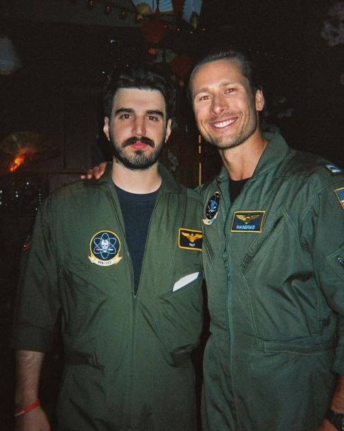 Glen Powell flight suit party