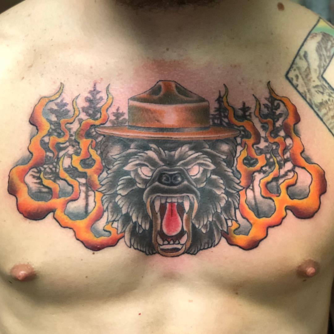 Smokey the Bear by Nate Euvard TattooNOW