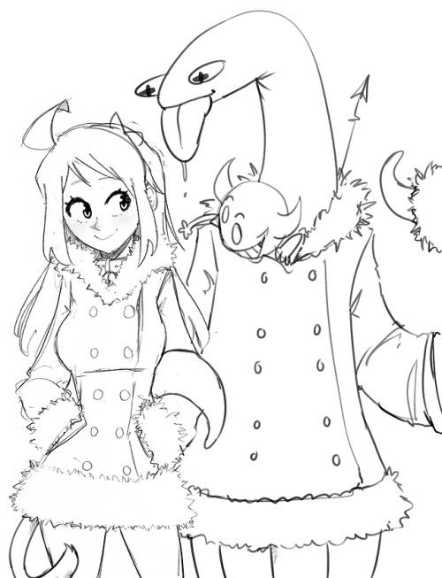 Marcy and some Spooks going out for a walk in the cold. How convenient that there was a coat that co