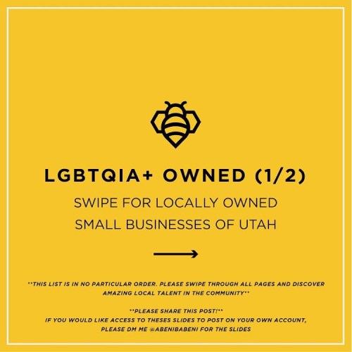 repost from @abenibabeni some rad LGBTQ+ locally owned small businesses in Utah! ➡️ if you’re 