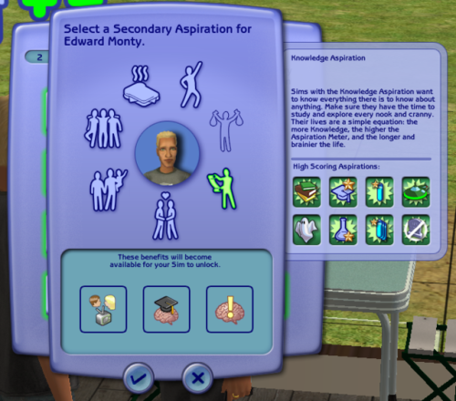 Welcome to your new home, Edward. The sim gods (aka me) have deemed you a Fortune/Knowledge sim now.