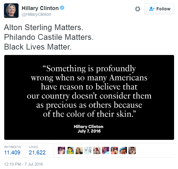 thingstolovefor:    Look! Hillary pretending 2 care about Black people! Lol! #Hate