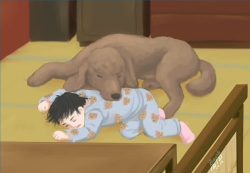 Instagram post Yuuri did of Eri and Makkachin in chapter 10 of [You Ruined Everything (In The Nicest