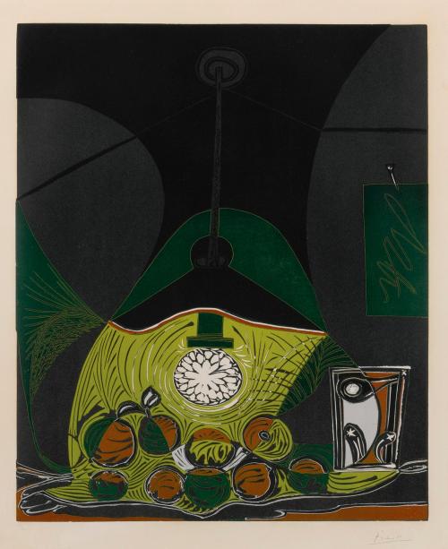 poboh:Nature Morte Sous La Lamp, 1962, Pablo Picasso. - Linoleum cut printed in colors, on Arches wo