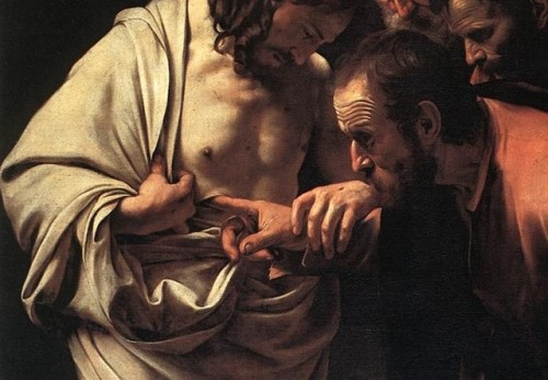 The Incredulity of Saint Thomas (1602) - Caravaggio - Sanssouci Picture Gallery, Postdam, Germany