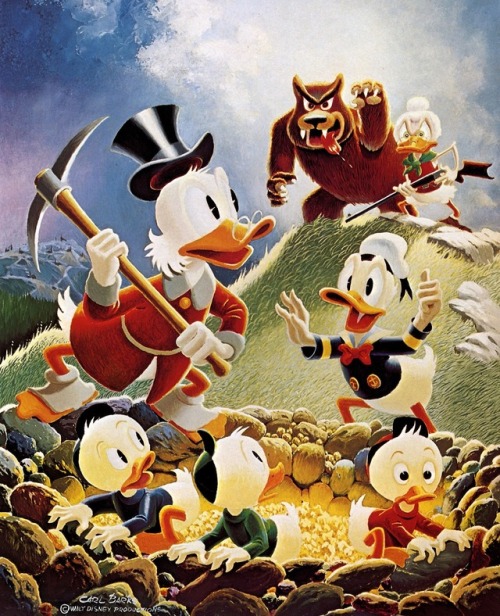 Disputed Claim (1976), by Carl Barks. Featuring Glittering Goldie and her pet bear.