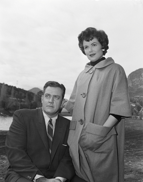 Raymond Burr as Perry Mason and Barbara Hale as Della Street in “The Case of the Angry Dead Ma