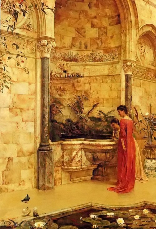 Edward R. Taylor (British, 1838–1912)“Elegant Ladies by a Fountain”