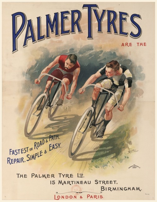 Palmer tyres are the fastest on road and path. Repair, simple and easy. Art by George Moore.(18..?-1