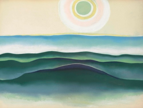 Georgia O'Keeffe (1887-1986)Sun Water Maine, 1922 ~ pastel on paper laid down on board. 19 x 25¼ in.