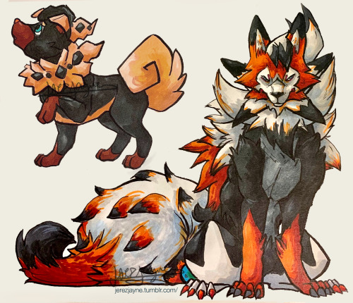 Zorua evolution line fused with Rockruff evolution line! (Dusk)Sharp, sneaky and most of all floofy 
