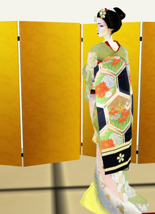 Maiko Fukuhina and Wakayoshi, both from Hanai okiya, in their March outfits