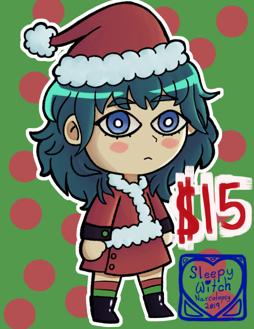 Doing a Holiday Sale!! Holiday Chibis in any outfits youd like (sfw) Just 15 dollars  all of Decembe