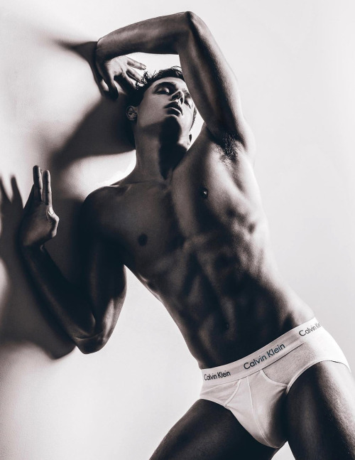 meninvogue: Xavier Serrano photographed by Brian Jamie Xavier wears brief by Calvin Klein