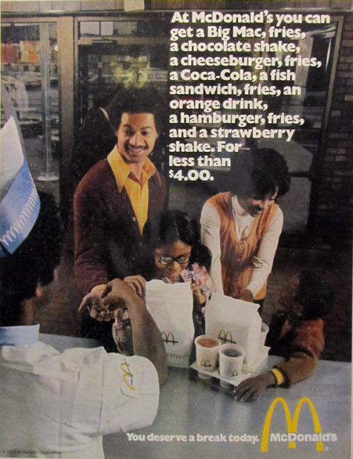 elizabitchtaylor:  1972 McDonald’s ad (via)