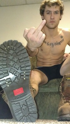 fuckyeahmalefeet:  Kiss it, bootfag 