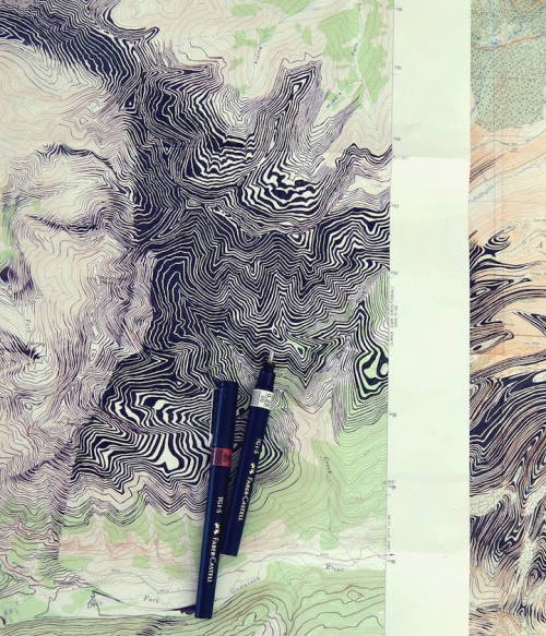 culturenlifestyle:  Ink and Pencil Drawings Conceal Human Faces In Maps UK artist Ed Fairburn uses maps as his canvas to create beautiful and intriguing ink and pencil drawings. The maps’ details, roads and geographical markings give each subject texture,