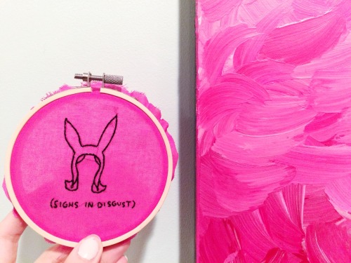 I love it when my fabric matches other things in my house.Stitched up this Louise belcher embroide