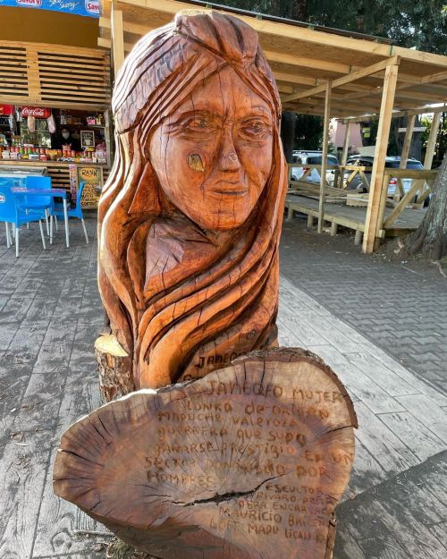 Esculturas Mapuches en madera nativa, orillas Lago Calafquén Lican Ray . . . . . . . . . . . . . . .