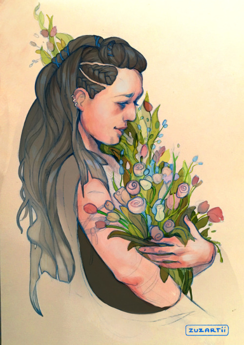 infernallegaycy: zuzartii: Yasha has so many flowers to bring, aND I HAVE SO MANY TEARS TO CRY [id: 