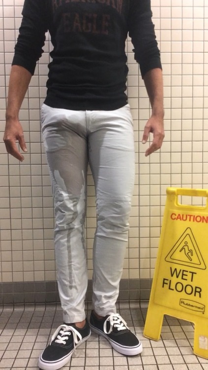 wetboi808:  Someone left me a command - I just had to obey… The thought that someone could walk into the restroom at any moment was such a turn-on, I just had to flood my pants! I didn’t even think of having to walk out of the restroom, through the