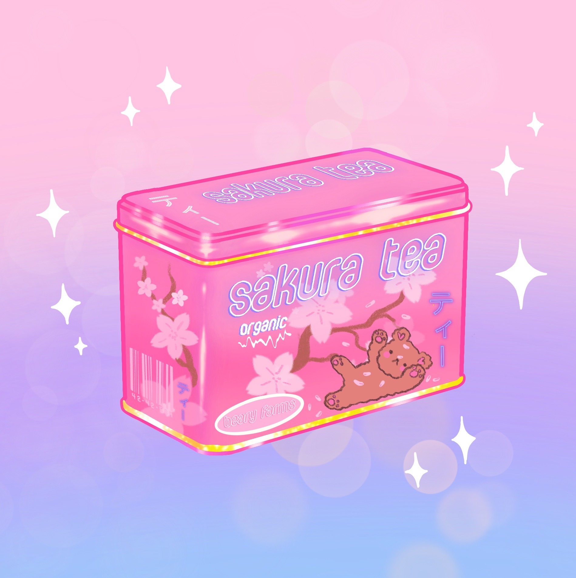 skylars-artblog:Designed these tea tins a while ago, thought I might share 💖💕✨🎀🍓🌸🌷🌙