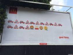 lolfactory:  Graffiti artist improves the McDonalds emoji billboard ➨ funny blog [via imgur]