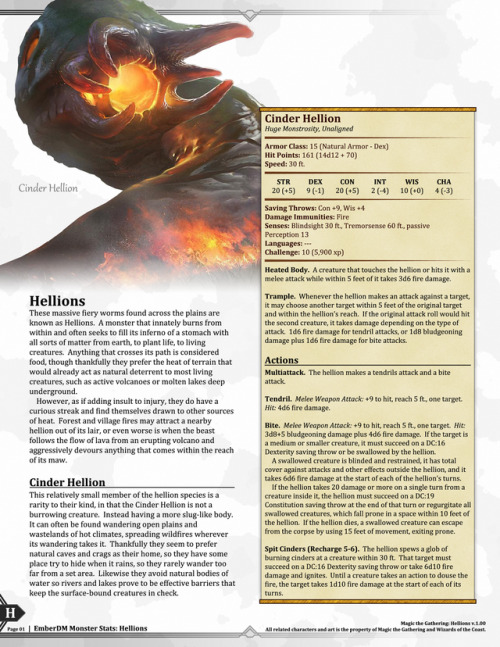  Magic the Gathering: Red Creatures (Dragons, Hellions, and Hounds) v1.00.  D&D 5e Monster Stats