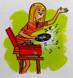 vinylespassion:  Girl With Record Player, 1960’s.