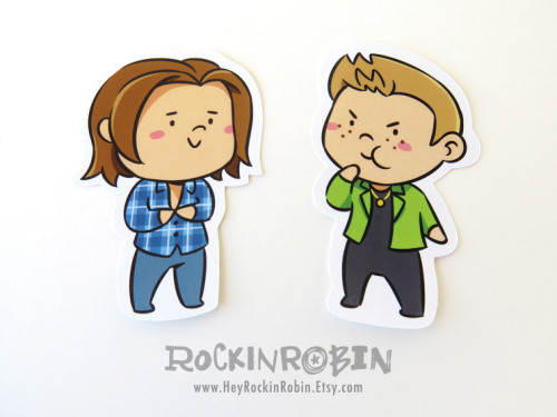 These adorable Sam, Dean &amp; Castiel die-cut stickers will protect all of your belongings from