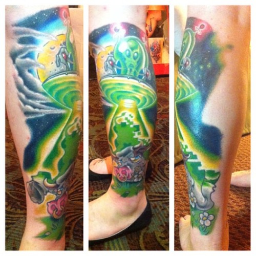 My alien abduction tattoo is finally finished!!!!