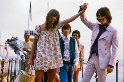 thesongremainsthesame:  Jane Birkin, Ringo Starr and George Harrison in Cannes promoting Wonderwall, May 1968.