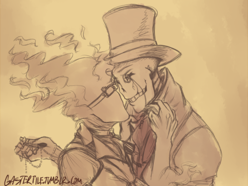 gasterfile: steampunk? i think you mean steamhunk   ( ͡° ͜ʖ ͡°) @littlebearbun won the giveaway and requested a Steampunk Grillby…. but I got WAYYYYYYY carried away and decided to draw Gaster and my trash ship Grillster too so…. i’m sorry