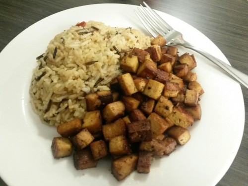 Teriyaki Tofu Cubes & Teriyaki Fried Wild Basmati Rice.