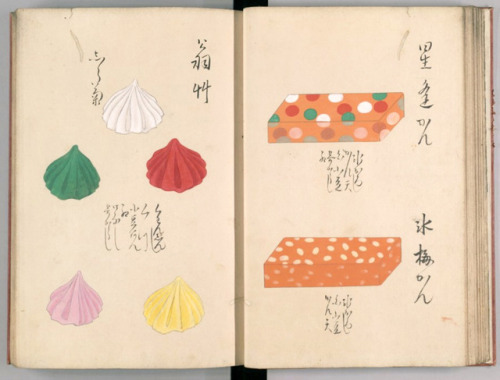 Book of wagashi / design, Edo period (1603-1868), Japan. Wagashi is a traditional confectionary, ser