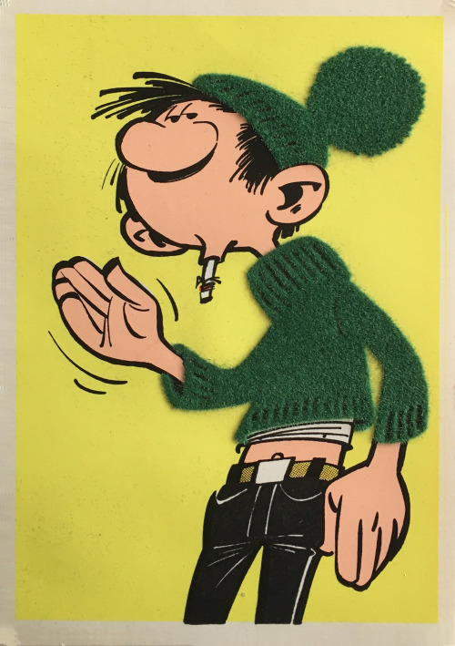 geritsel:André Franquin - Rare, partly felt-clad postcards with Spirou, Fantasio, the marsupilami, S