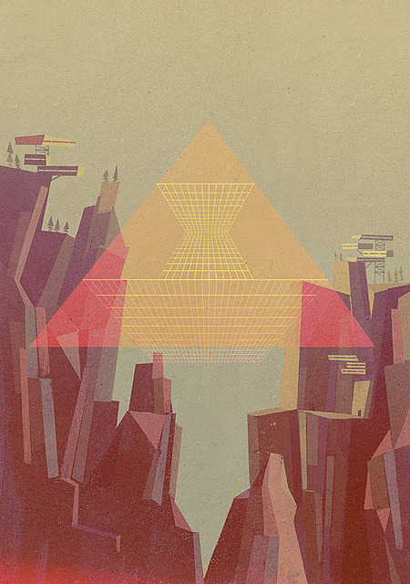 Illustrations that conjure a retro-future feel by Matthew Lyons. The illustration