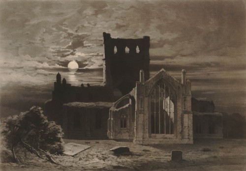 The Ruins of Melrose Abbey from the Lay of the Last Minstrel (1848 - Mezzotint) - William James