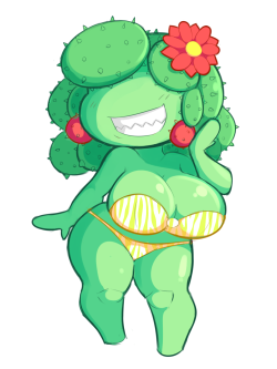 theycallhimcake:  Colored a sketch of the shortstack cactus (short stacktus) since folks wanted to see her again.