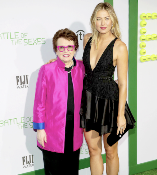 Maria Sharapova and Billie Jean King attend the ‘Battle of the Sexes’ premiere in Los Angeles, Calif