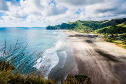 7000stars:  Lion Rock, Piha Beach (by Zanthia)