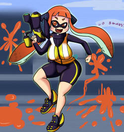 asknikoh:  A commission that ended up having ton of color variationsFemale Inkling from Splatoon.This little shits are too cool.I dont care if i dont have the game (nor a wii u….): I WANT THE AMIIBO!  &lt; |D’‘‘‘