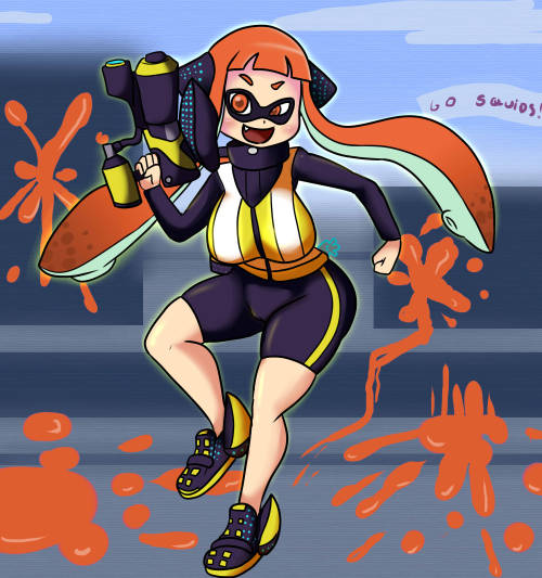 asknikoh:  A commission that ended up having ton of color variationsFemale Inkling from Splatoon.This little shits are too cool.I dont care if i dont have the game (nor a wii u….): I WANT THE AMIIBO!  < |D’‘‘‘