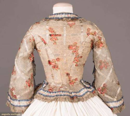 LADIES FLORAL BODICE, ENGLAND, c. 1855Young lady’s multicolored floral bodice of barege w/ pri